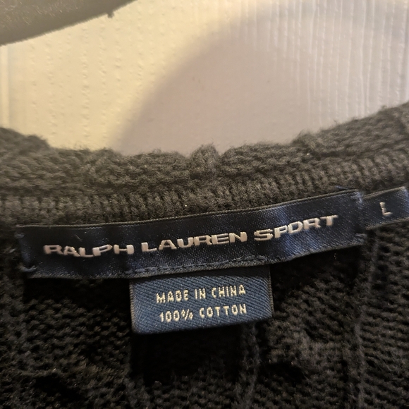 Ralph Lauren Black Cable Knit Zip-Up Hoodie - Picture 5 of 5